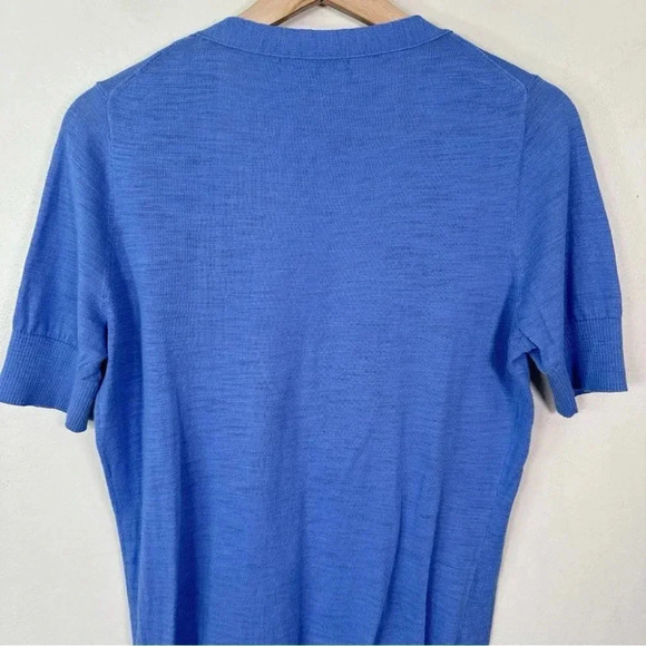 Banana Republic Womens Size Medium Vneck Button Short Sleeve Blue Cardigan - Picture 12 of 14